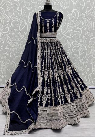 Picture of Marvelous Satin Midnight Blue Lehenga Choli