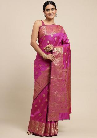 Picture of Wonderful Silk Medium Violet Red Saree