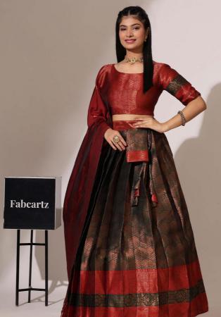 Picture of Lovely Silk Dark Olive Green Lehenga Choli