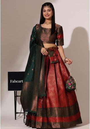 Picture of Delightful Silk Dark Red Lehenga Choli