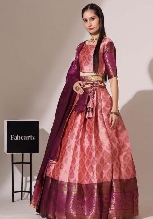 Picture of Grand Silk Light Coral Lehenga Choli