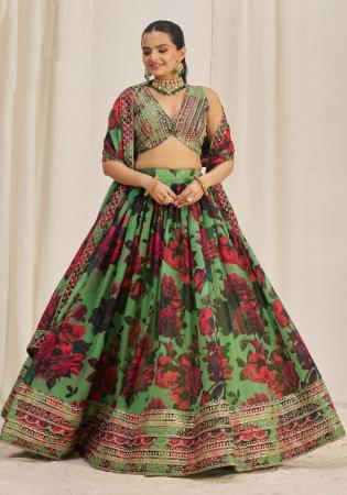 Picture of Radiant Organza Dark Olive Green Lehenga Choli