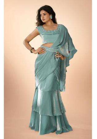 Picture of Sightly Organza Cadet Blue Saree