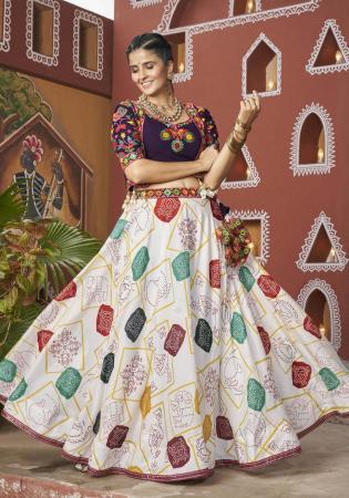 Picture of Pleasing Silk Off White Lehenga Choli