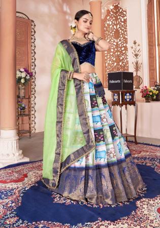 Picture of Stunning Silk Steel Blue Lehenga Choli