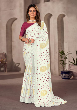 Picture of Alluring Chiffon & Georgette White Saree