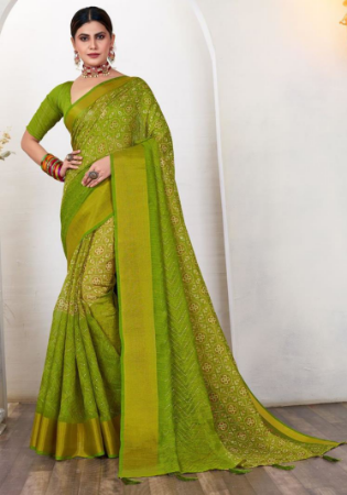 Picture of Lovely Georgette & Silk Olive Saree