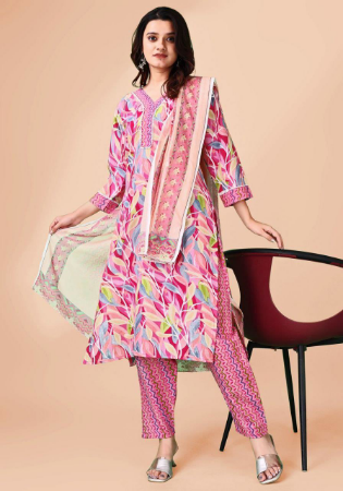 Picture of Cotton Pale Violet Red Readymade Salwar Kameez