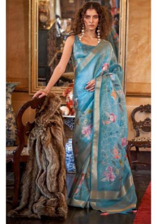 Picture of Fine Silk Medium Aqua Marine Saree