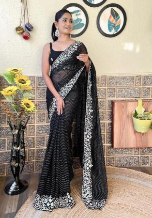 Picture of Beauteous Georgette Black Saree