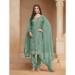 Picture of Chiffon & Organza Medium Sea Green Straight Cut Salwar Kameez