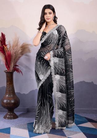 Picture of Magnificent Net Black Saree