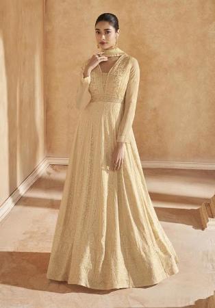 Picture of Georgette Pale Golden Rod Anarkali Salwar Kameez