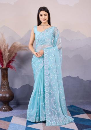 Picture of Charming Silk Powder Blue Saree