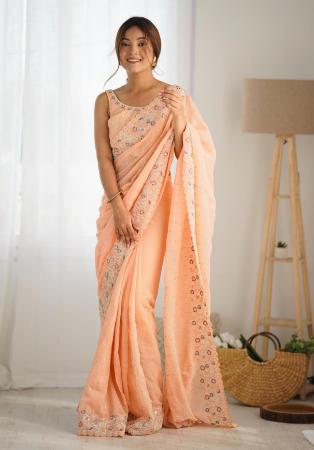 Picture of Charming Georgette Wheat Saree