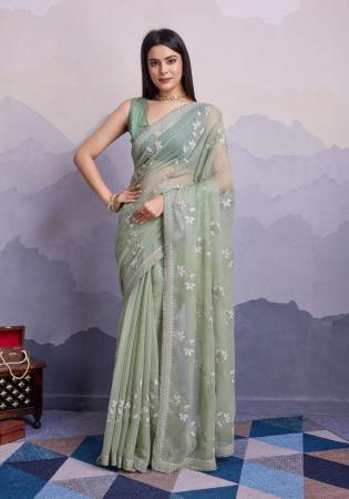 Picture of Alluring Chiffon Dark Sea Green Saree