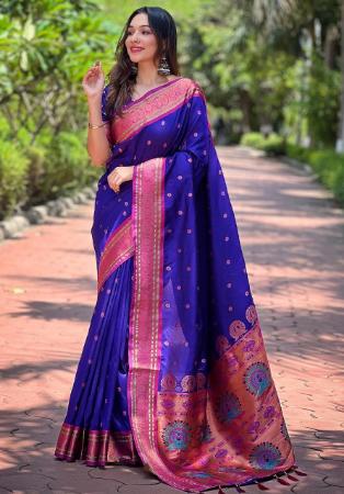 Picture of Statuesque Silk Midnight Blue Saree