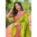 Picture of Well Formed Silk Yellow Green Saree