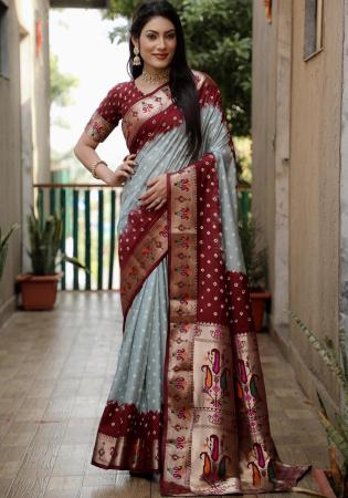 Picture of Stunning Silk Dark Slate Grey Saree