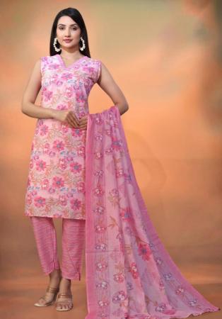 Picture of Cotton Pale Violet Red Readymade Salwar Kameez