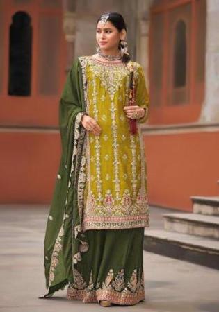 Picture of Chiffon Dark Slate Grey Straight Cut Salwar Kameez