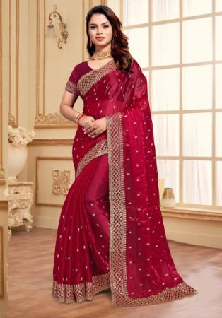 Picture of Exquisite Silk Crimson Saree