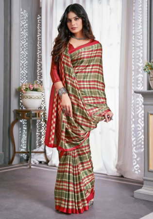 Picture of Enticing Cotton & Crepe & Silk Indian Red Saree