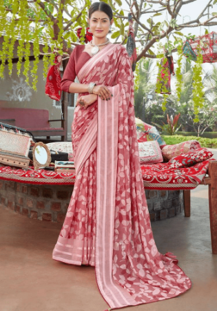 Picture of Alluring Cotton & Crepe & Silk Indian Red Saree