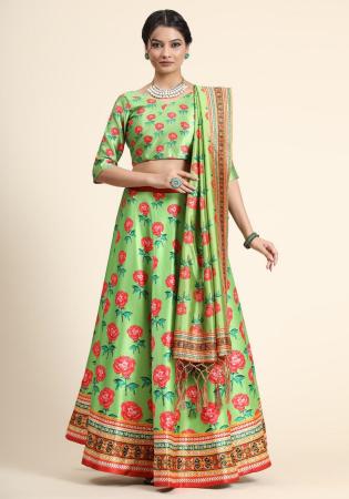 Picture of Bewitching Satin & Silk Lemon Chiffon Lehenga Choli