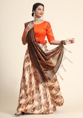 Picture of Fascinating Satin & Silk Bisque Lehenga Choli