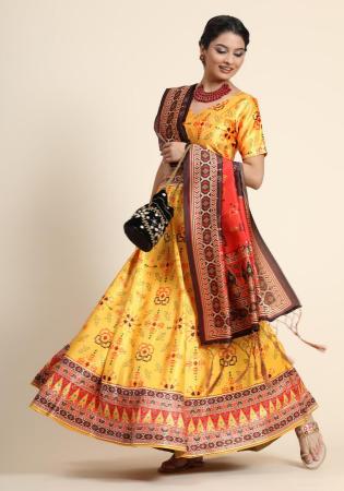 Picture of Stunning Satin & Silk Yellow Lehenga Choli