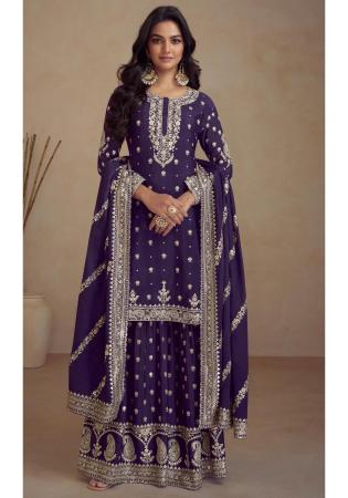 Picture of Resplendent Silk Purple Straight Cut Salwar Kameez