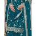 Picture of Beautiful Chiffon Teal Straight Cut Salwar Kameez