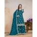 Picture of Beautiful Chiffon Teal Straight Cut Salwar Kameez