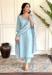 Picture of Delightful Chiffon Light Cyan Straight Cut Salwar Kameez