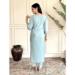 Picture of Delightful Chiffon Light Cyan Straight Cut Salwar Kameez