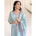 Picture of Delightful Chiffon Light Cyan Straight Cut Salwar Kameez