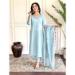 Picture of Delightful Chiffon Light Cyan Straight Cut Salwar Kameez