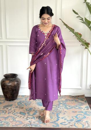 Picture of Radiant Chiffon Purple Straight Cut Salwar Kameez