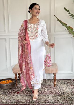 Picture of Exquisite Chiffon White Straight Cut Salwar Kameez