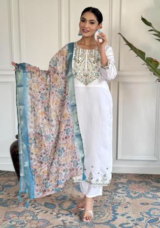 Picture of Taking Chiffon White Straight Cut Salwar Kameez