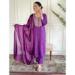 Picture of Comely Chiffon Purple Straight Cut Salwar Kameez