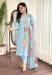 Picture of Chiffon Light Steel Blue Straight Cut Salwar Kameez