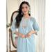 Picture of Chiffon Light Steel Blue Straight Cut Salwar Kameez