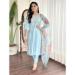 Picture of Chiffon Light Steel Blue Straight Cut Salwar Kameez