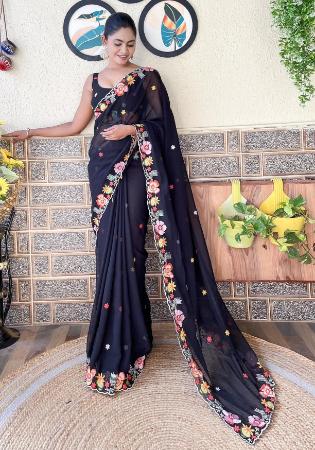 Picture of Magnificent Georgette Black Saree