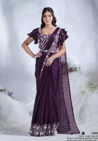 Picture of Grand Crepe & Satin & Silk Purple Lehenga Sarees