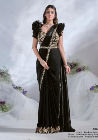 Picture of Ideal Crepe & Satin & Silk Black Lehenga Sarees