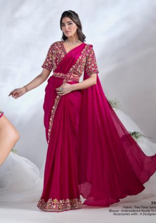 Picture of Enticing Crepe & Satin & Silk Maroon Lehenga Sarees