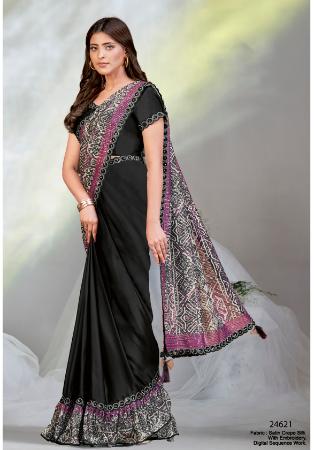 Picture of Appealing Crepe & Satin & Silk Black Lehenga Sarees